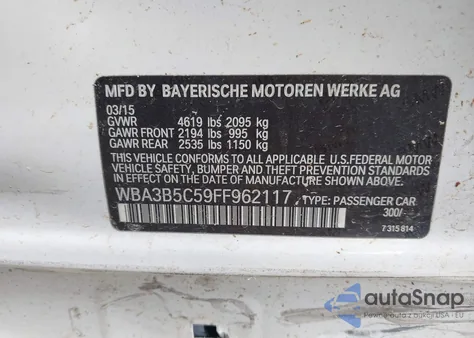 2015 BMW 328I xDrive z USA, uszkodzony, nr VIN WBA3B5C59FF962117